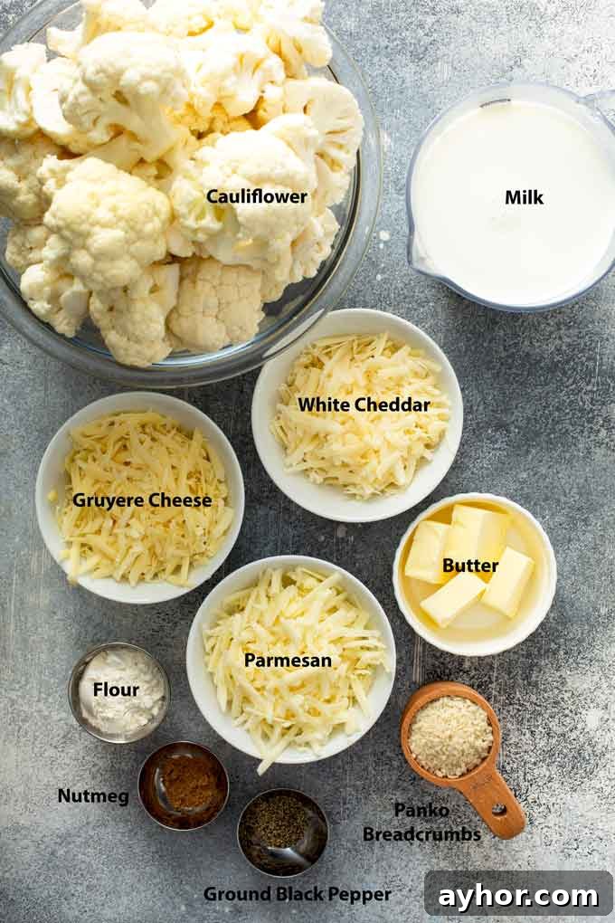Creamy Cauliflower Gratin with Golden Cheese Crust 5 Ingredients to make Baked Cauliflower Gratin