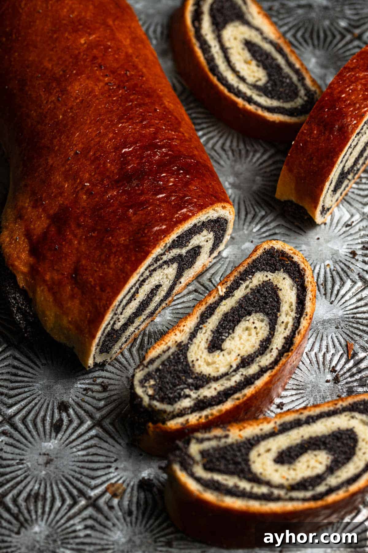 Hungarian poppyseeds beigli.