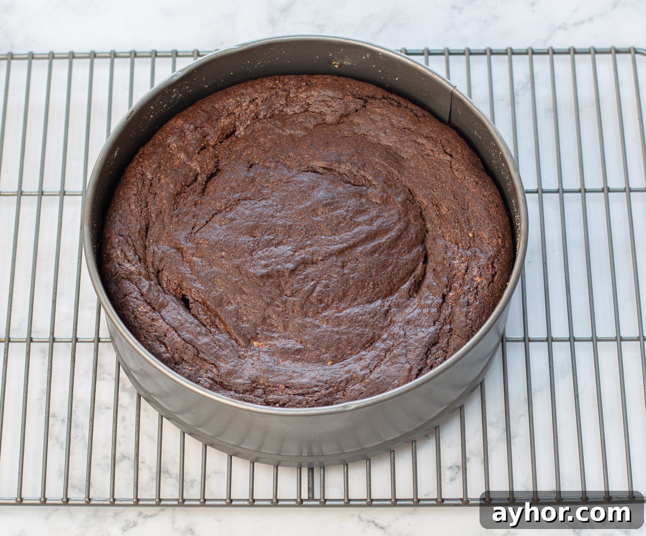 The cake out of the oven