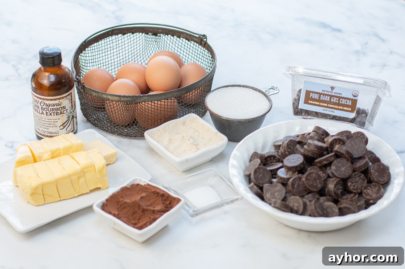 Ingredients for the Flourless Chocolate Cake