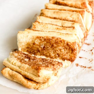 An easy, soft pull-apart mini loaf of bread with cinnamon sugar filling