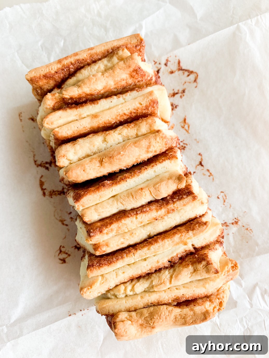 An easy, soft pull-apart mini loaf of bread with cinnamon sugar filling
