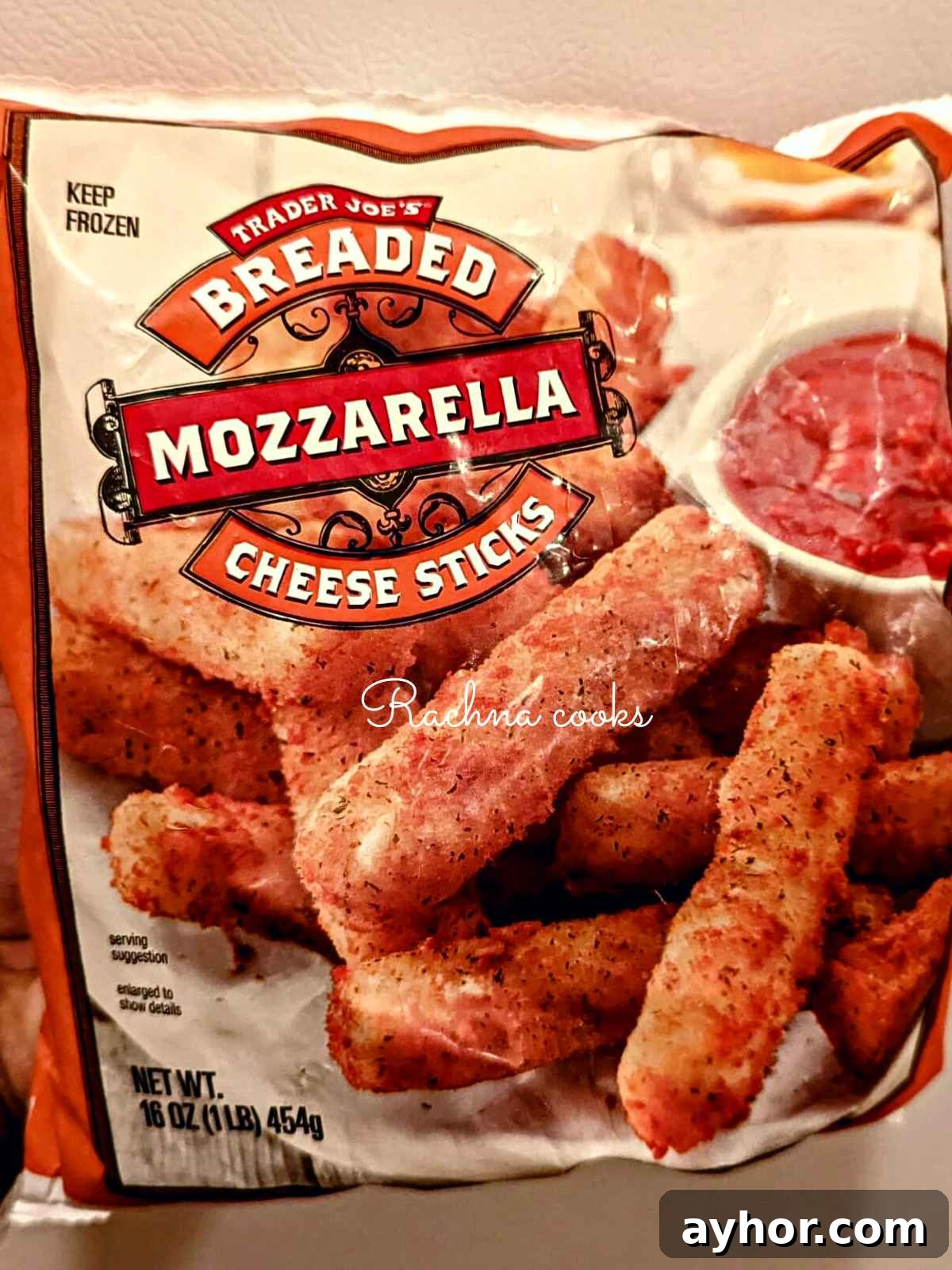 A pack of Trader Joe's breaded mozzarella sticks.