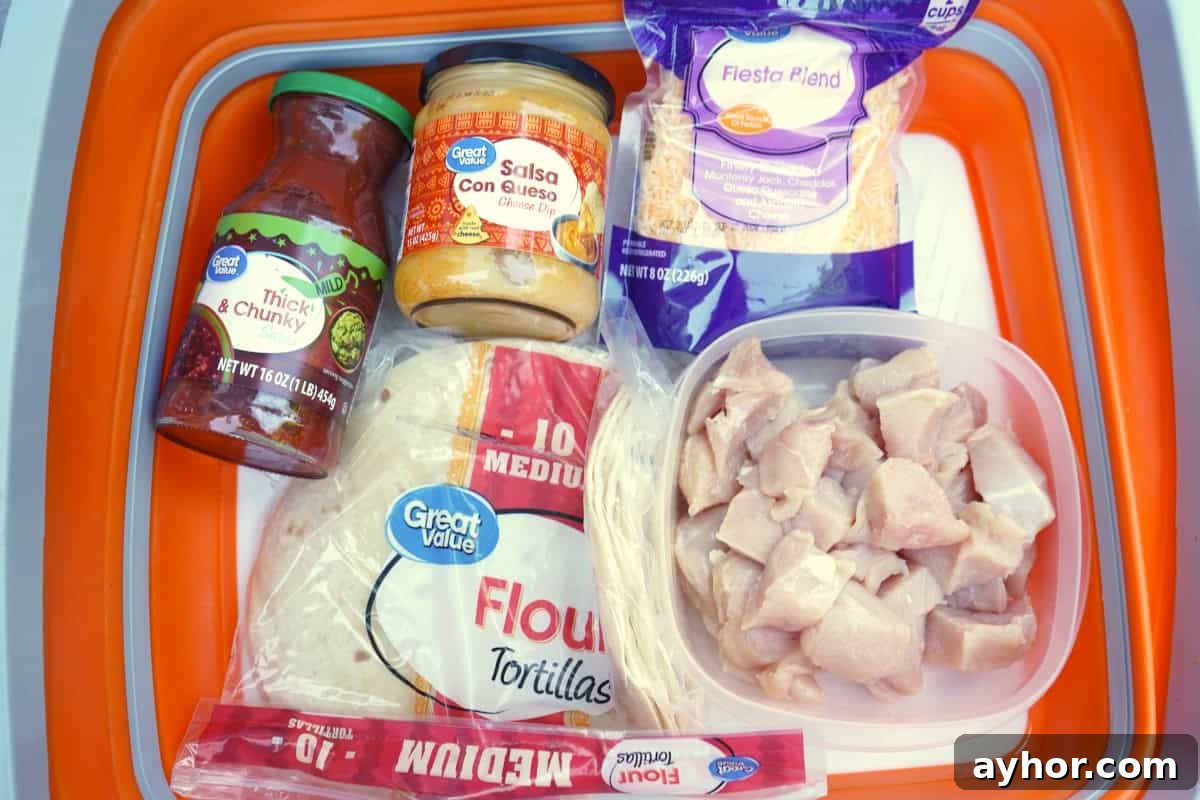 Queso chicken taco ingredients