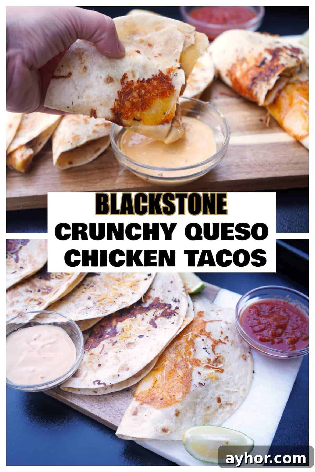 How to make Crunchy Queso Tacos on Blackstone pin
