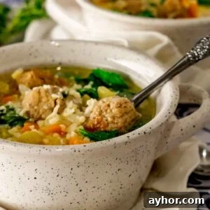 Instant Pot Italian Wedding Soup Recipe — Quick Family-Style Meal 7 A bowl with handles with Wedding Soup made in the Instant Pot.