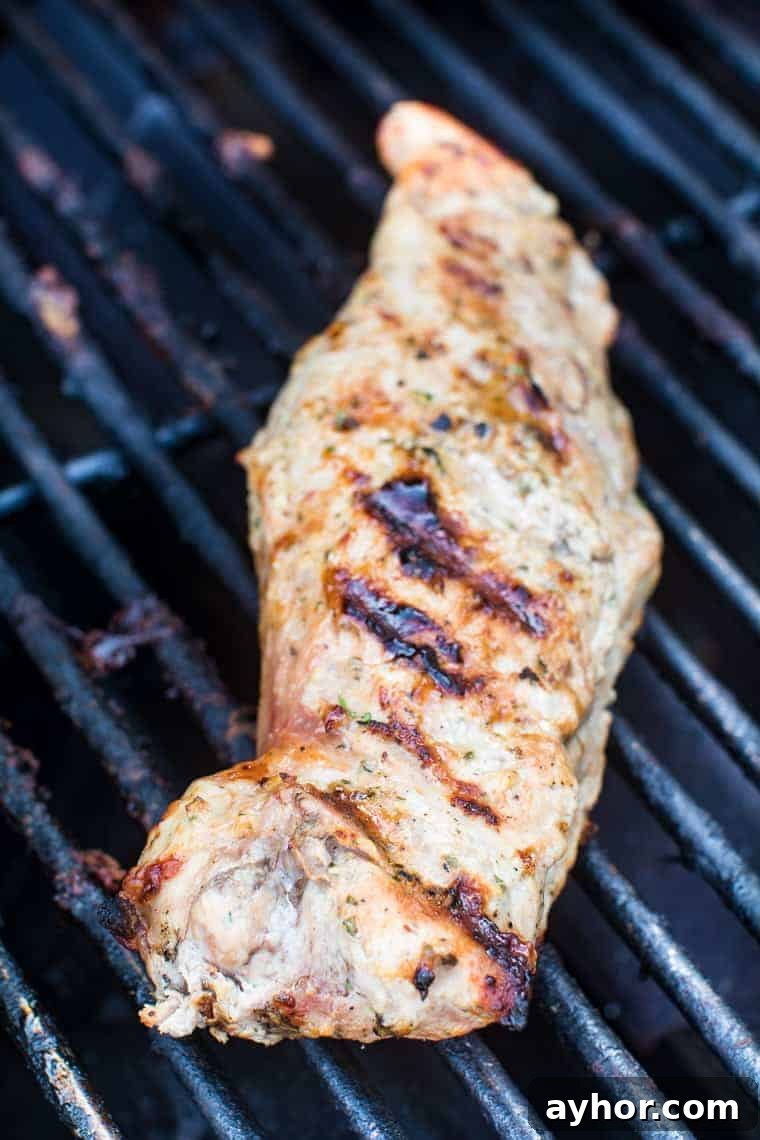 Ranch-Marinated Grilled Pork Tenderloin Recipe 4 Ranch Pork Tednerloin on Grill