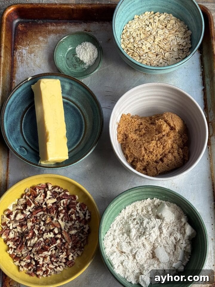 Gluten-Free Apple Crumble Recipe: Crispy Topping, Tender Apples 4 a photo of the dry ingredients in bowls for the gluten free apple crumble