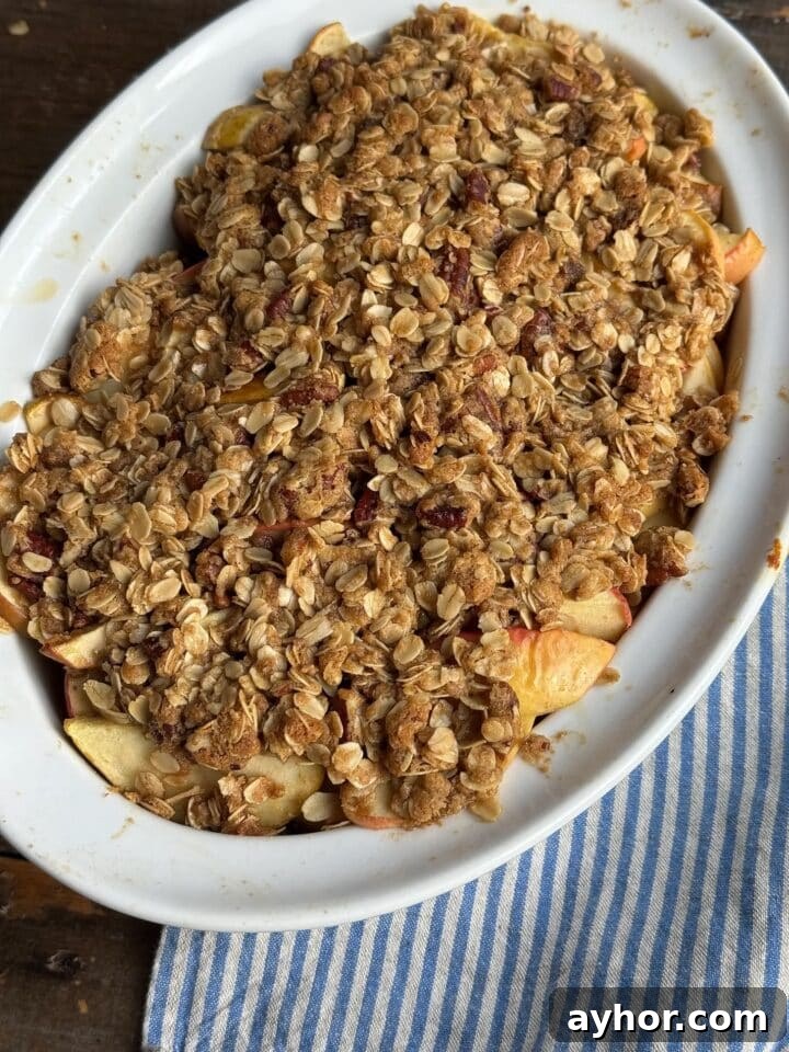 Gluten-Free Apple Crumble Recipe: Crispy Topping, Tender Apples 8 a photo of gluten free apple crumble in a baking dish