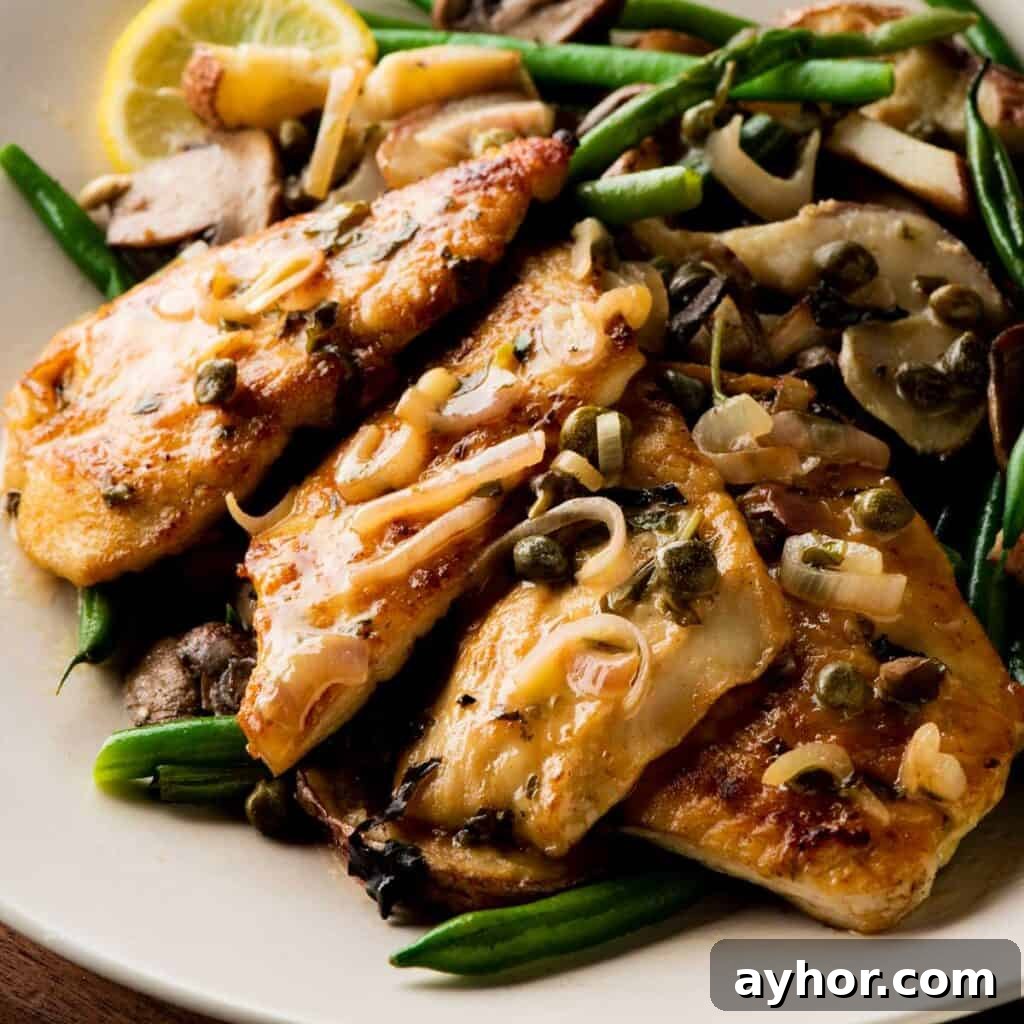 27 Perfect Side Dishes to Serve with Chicken Piccata 2 chicken piccata with green beans on white plate