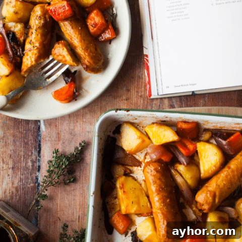 Sticky Veggie Sausage Traybake from Great British Vegan by Aimee Ryan