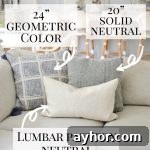Pinterest image showing sizes for 3 throw pillows