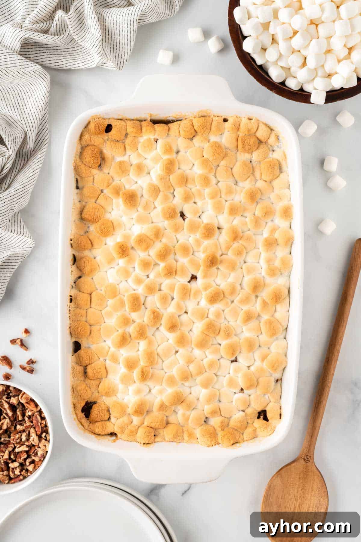 Creamy Sweet Potato Casserole with Toasted Marshmallows 18 sweet potato casserole with marshmallows