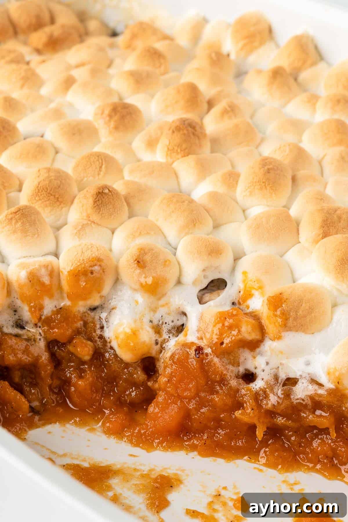 Creamy Sweet Potato Casserole with Toasted Marshmallows 19 sweet potato casserole with marshmallows and pecan topping