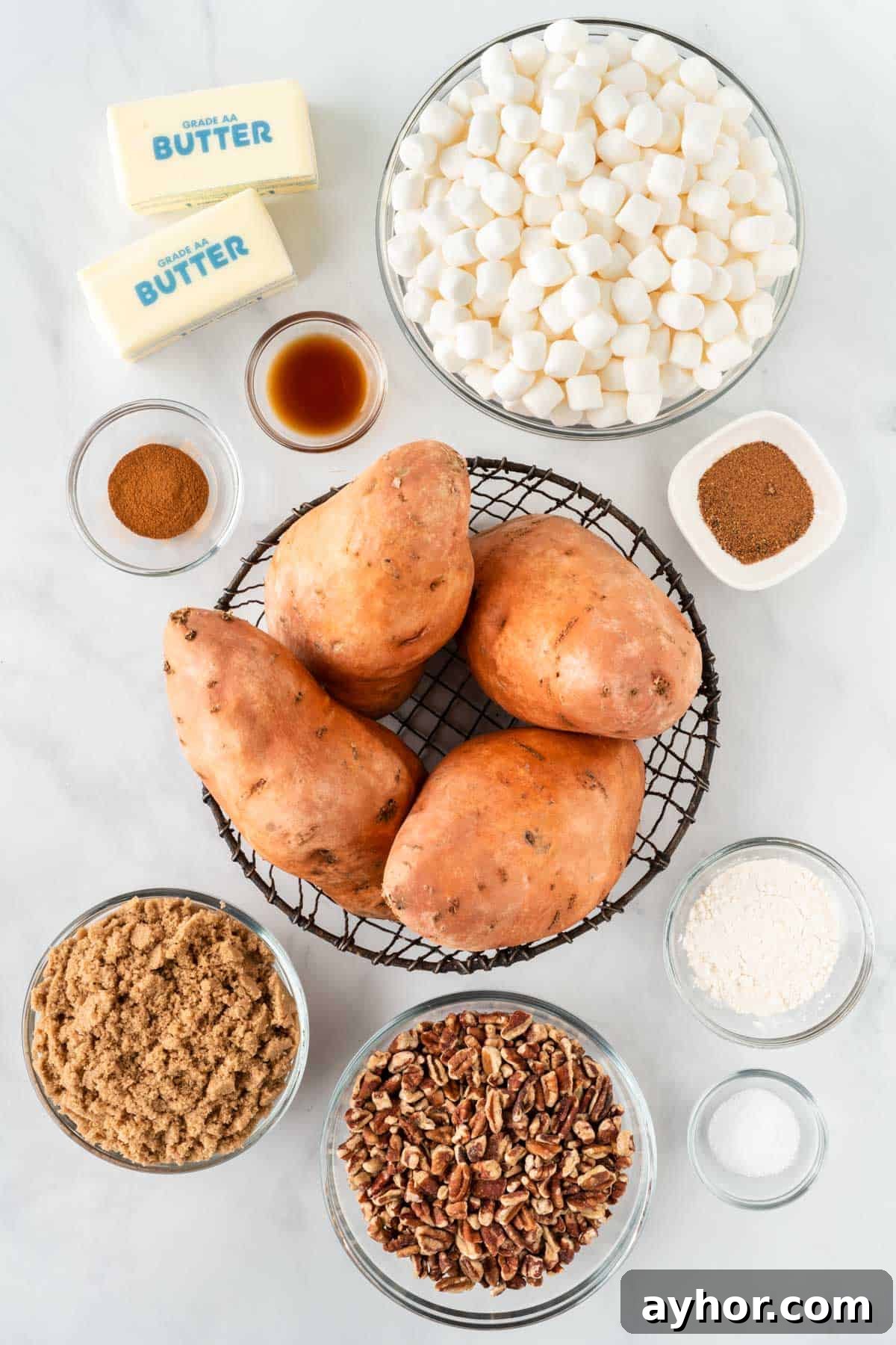 Creamy Sweet Potato Casserole with Toasted Marshmallows 4 ingredients needed to make sweet potato casserole