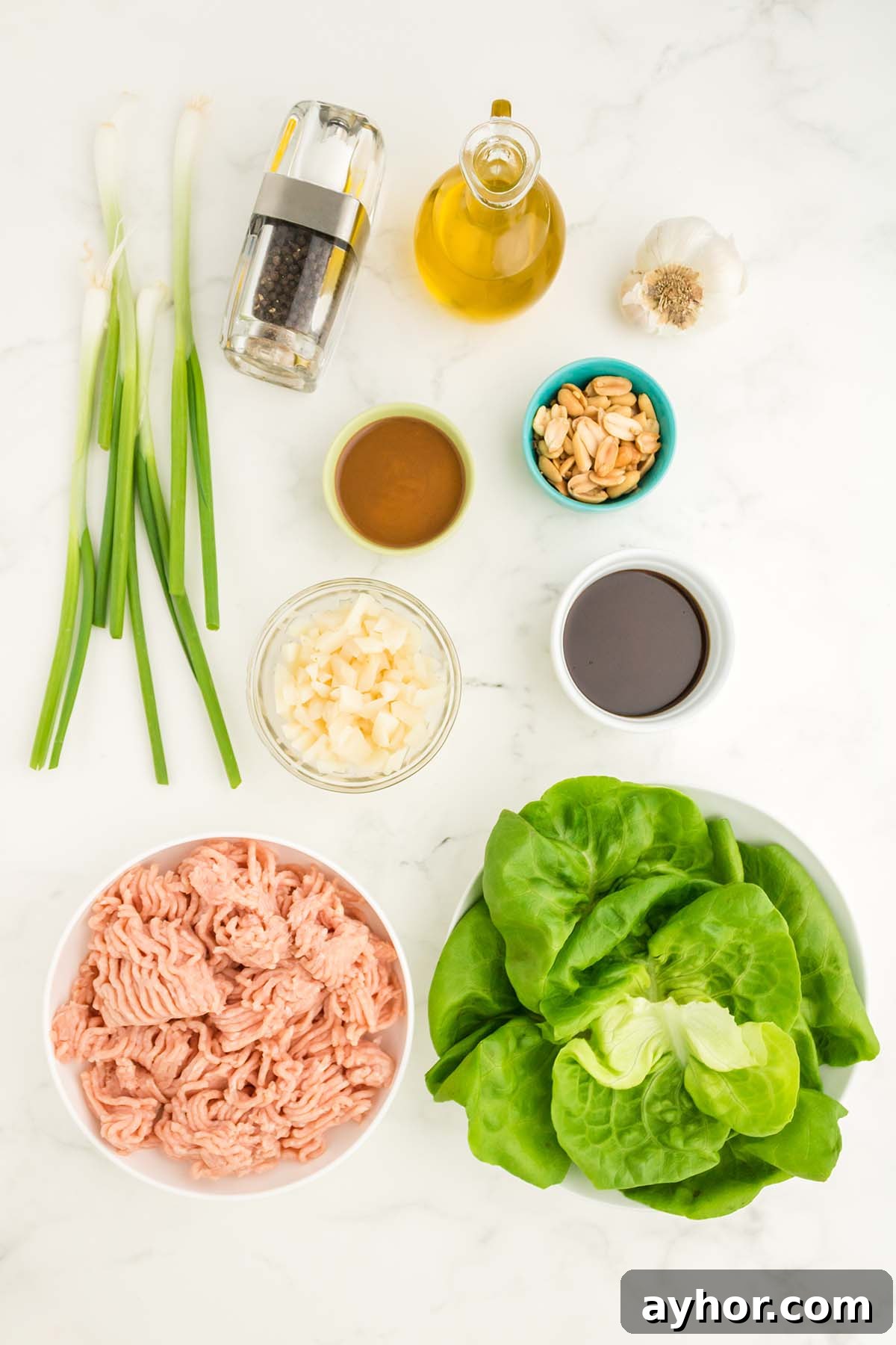 Savory Chicken Lettuce Wraps Recipe with Ginger and Soy 3 Ingredients for chicken lettuce wraps.