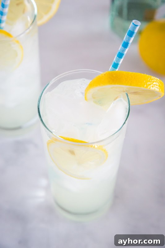 Classic Tom Collins Cocktail with gin, lemon juice, simple syrup and club soda