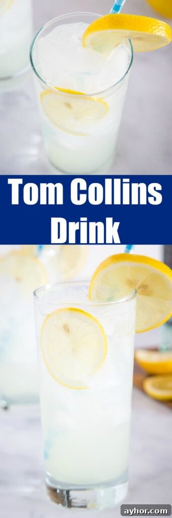 Tom Collins Cocktail - classic, fizzy, and refreshing