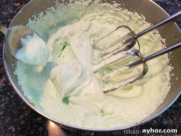 Soft peaks Whipped lime mousse forming soft peaks