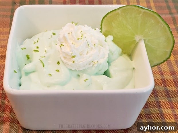 Garnished lime mousse Garnished creamy lime mousse