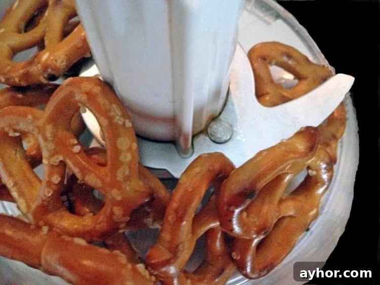pretzels in a food processer 