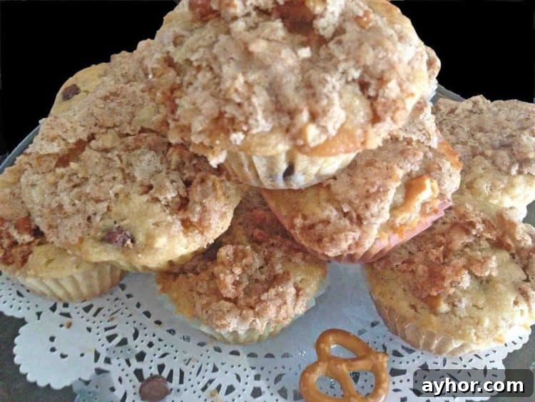 pretzel muffins stacked on top of each other