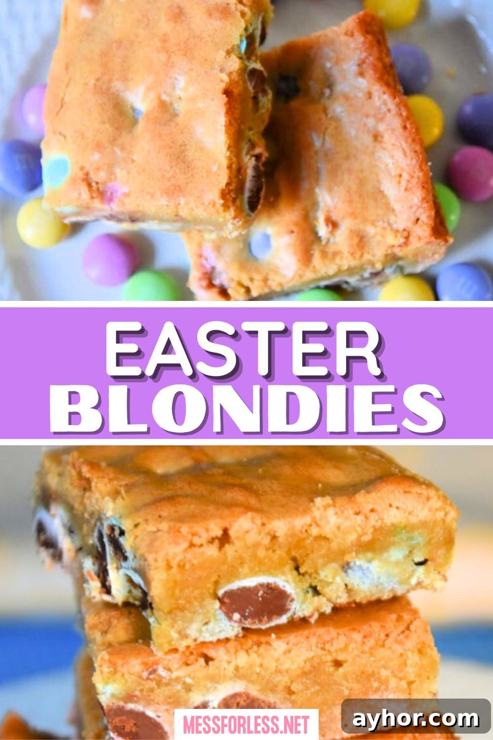 Easter Blondie Bars with Marshmallow Eggs Recipe 2 easter blondies recipe pin