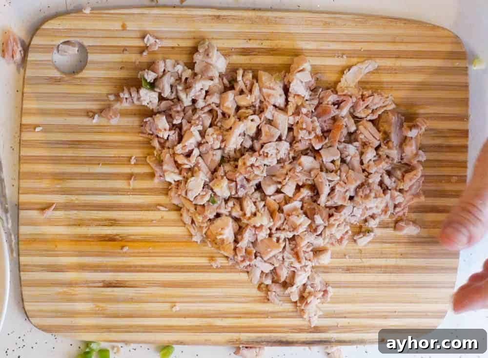 Crispy Air Fryer Empanadas Recipe — Homemade and Flavorful 3 chopped chicken for empanadas