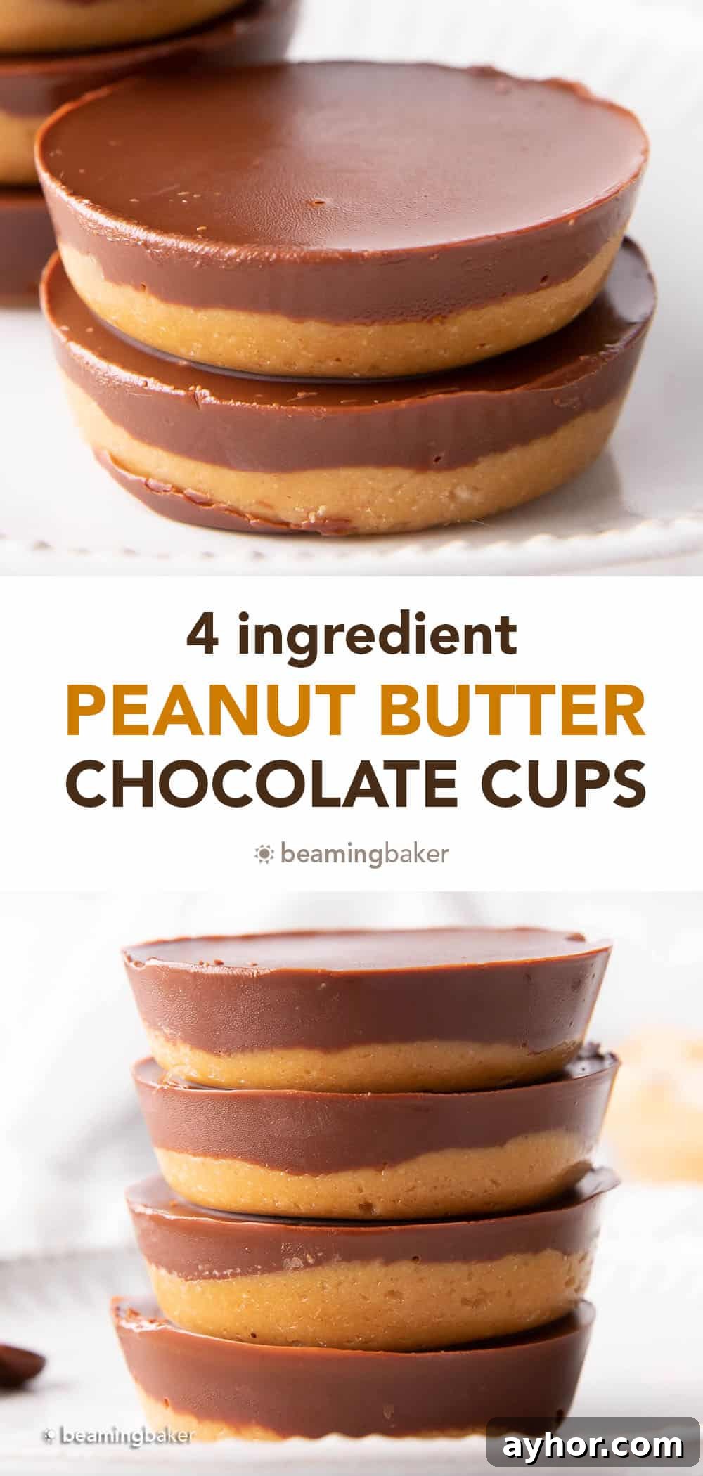 Vegan 4-Ingredient Dark Chocolate Peanut Butter Cups 5 Pin image for Dark Chocolate Peanut Butter Cups