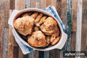 Easy Chicken Thighs + Fingerling Potatoes | SaltPepperSkillet.com