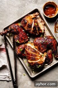 grilled bbq chicken with bbq sauce on sheet pan 2