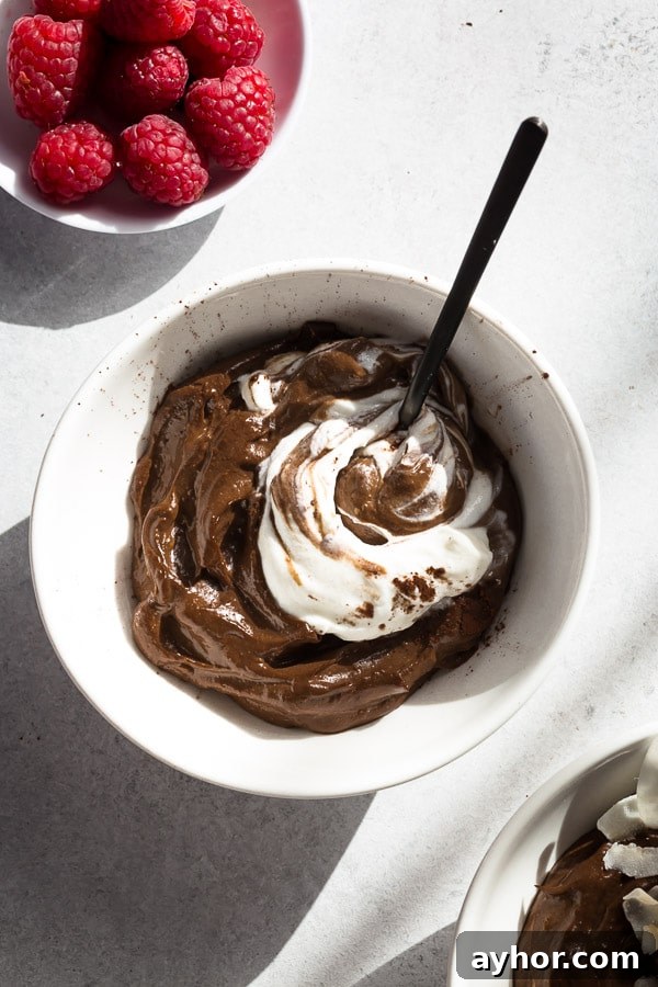 Silky Avocado Chocolate Mousse Recipe 6 Chocolate avocado mousse with berries and cream