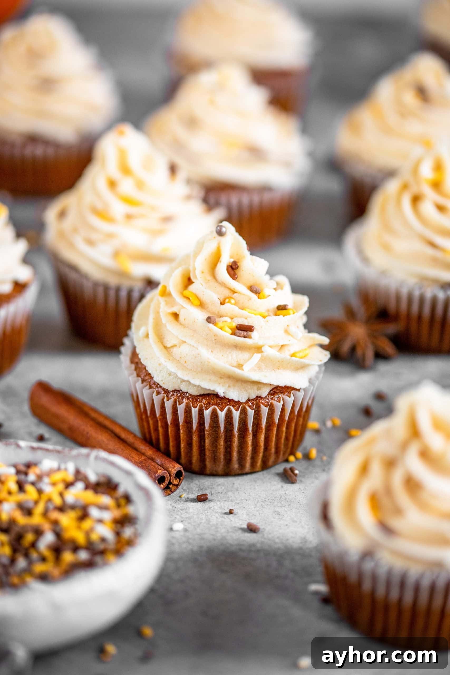 Pumpkin Spice Cupcakes with Maple Brown-Butter Frosting 6 Pumpkin Spice Cupcakes