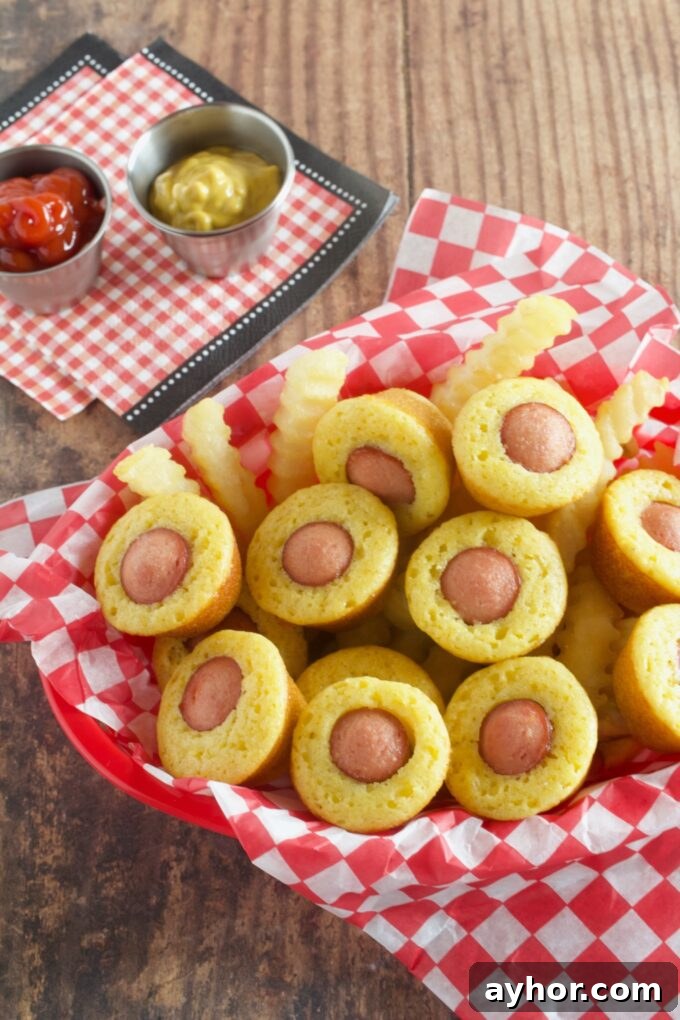 Tray of mini corn dog muffins