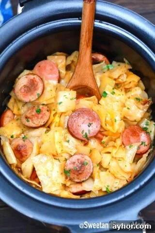 slow cooker cabbage and sausage