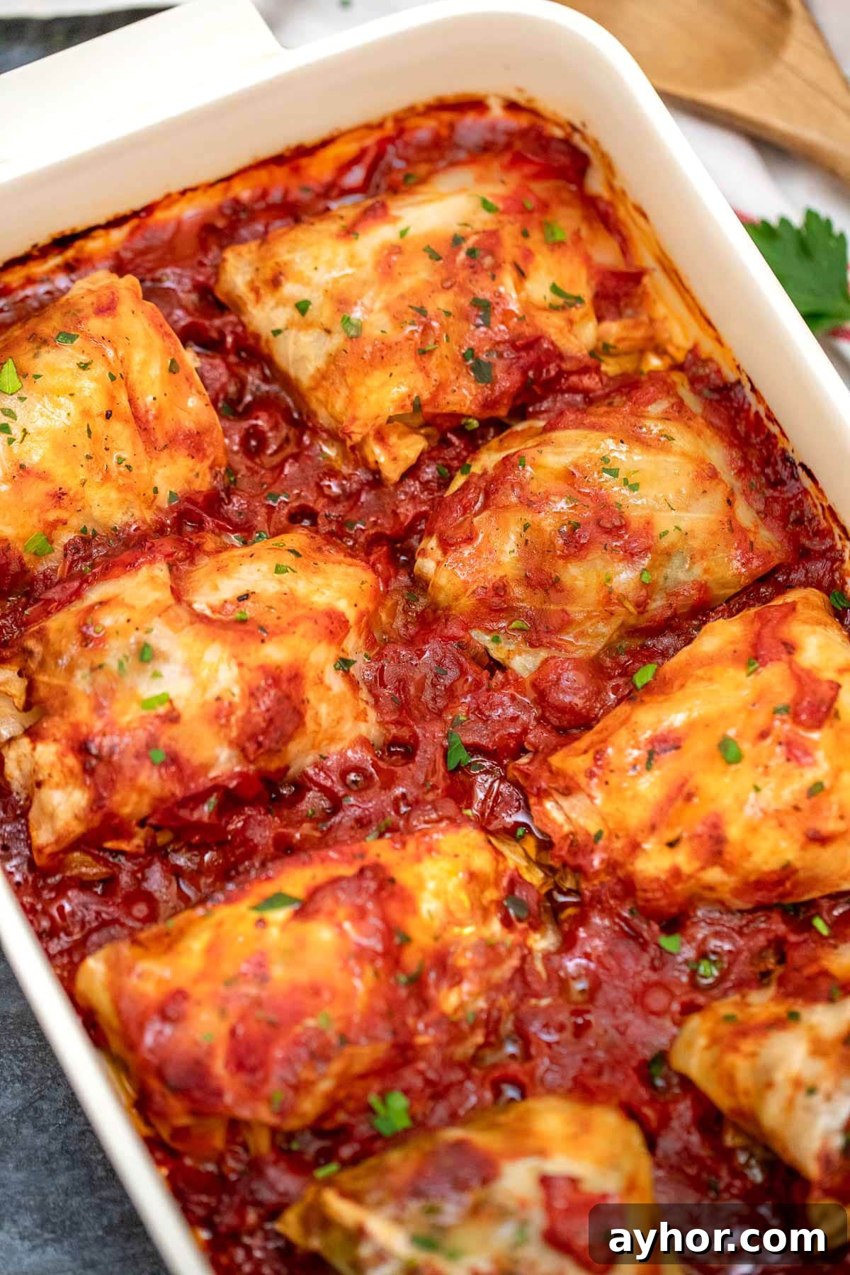 Comforting Stuffed Cabbage Rolls with Savory Tomato Sauce 20 image of baked stuffed cabbage rolls