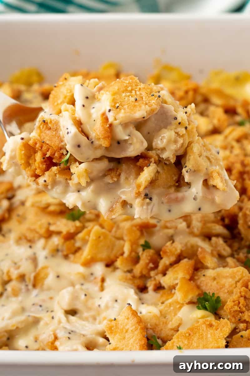 Spoonful of poppy seed chicken.