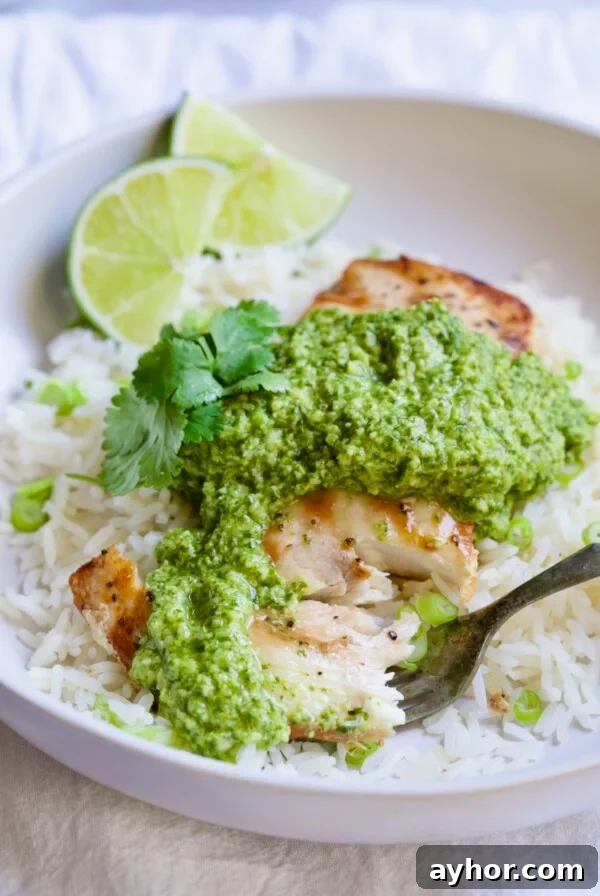 Grilled Mahi Mahi with Cilantro-Ginger Pesto Recipe 13 Piece of Mahi-Mahi with Cilantro - Ginger Pesto on a fork.