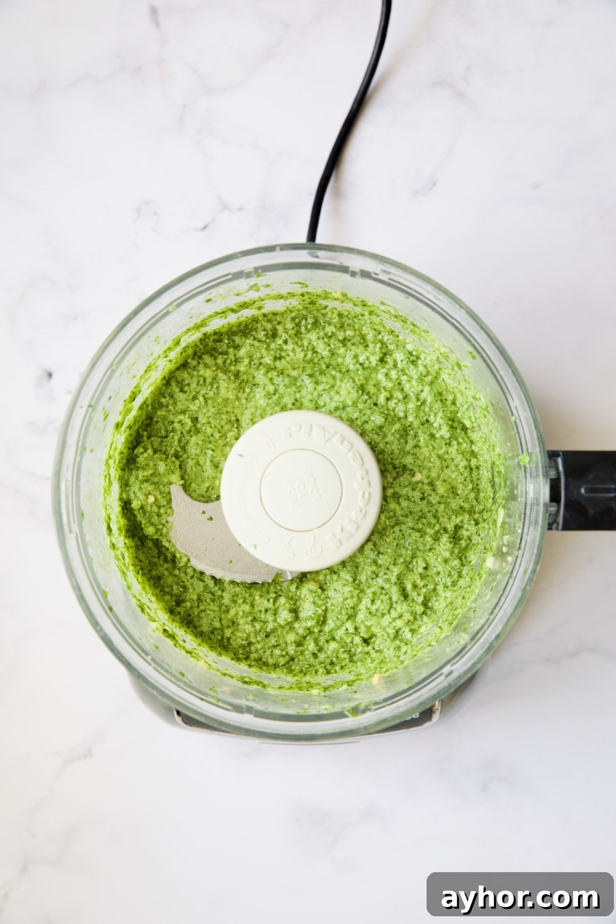 Grilled Mahi Mahi with Cilantro-Ginger Pesto Recipe 7 Cilantro - Ginger Pesto in food processor.