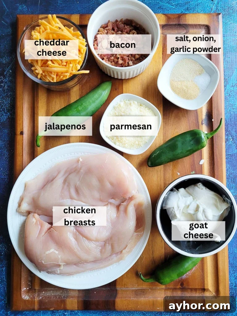 Jalapeño Popper Stuffed Chicken Breast with Creamy Cheese Filling 4 ingredients for jalapeno popper chicken