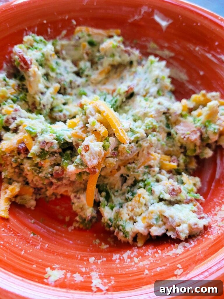 Jalapeño Popper Stuffed Chicken Breast with Creamy Cheese Filling 6 jalapeno popper chicken filling in a bowl