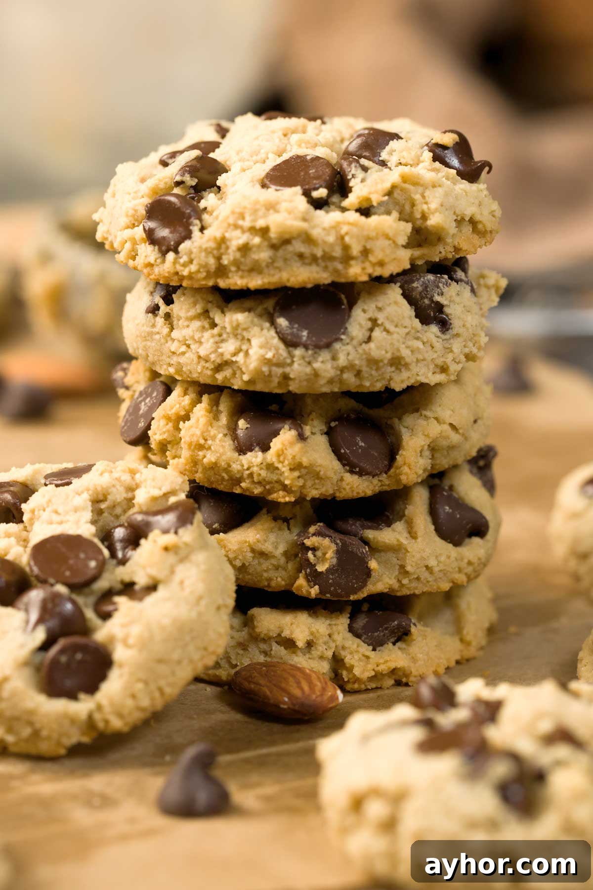 Gluten-free chocolate chip cookies on a cookie sheet.