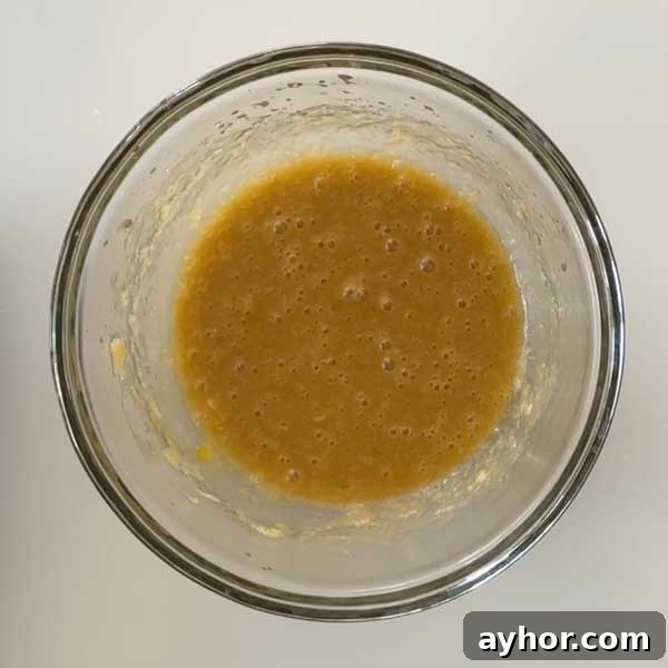 Mixing wet ingredients.