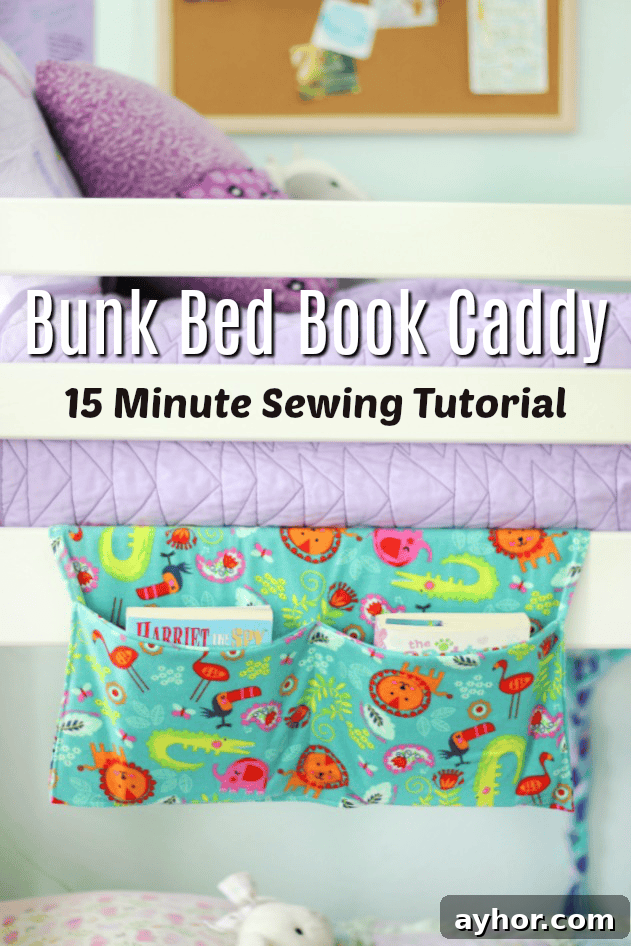 How to Sew a Bunk Bed Book Caddy: Step-by-Step Video Guide 2 bunk bed book caddy closeup