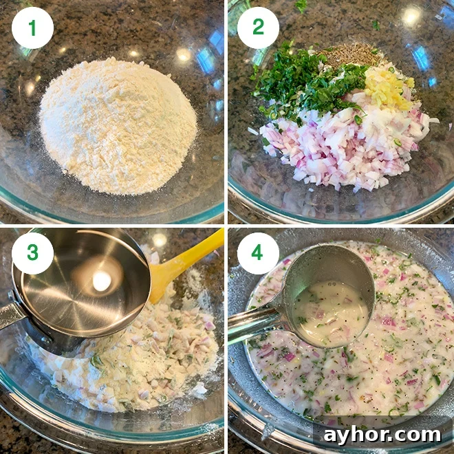 Crispy Rava Dosa: Authentic South Indian Semolina Crepes 3 step by step picture collage of making crispy rava dosa