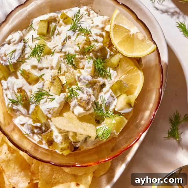 pickle dip in bowl with chips