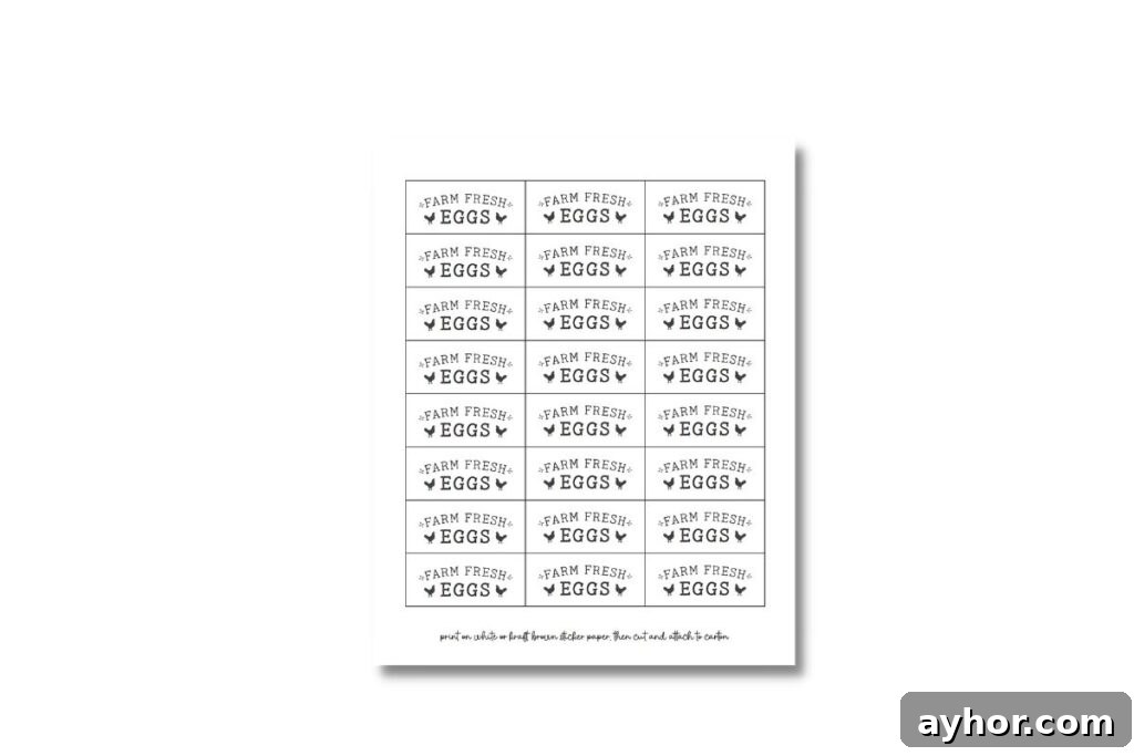 Free Printable Farm-Fresh Egg Labels for Jars and Baskets 5 small printable egg carton labels
