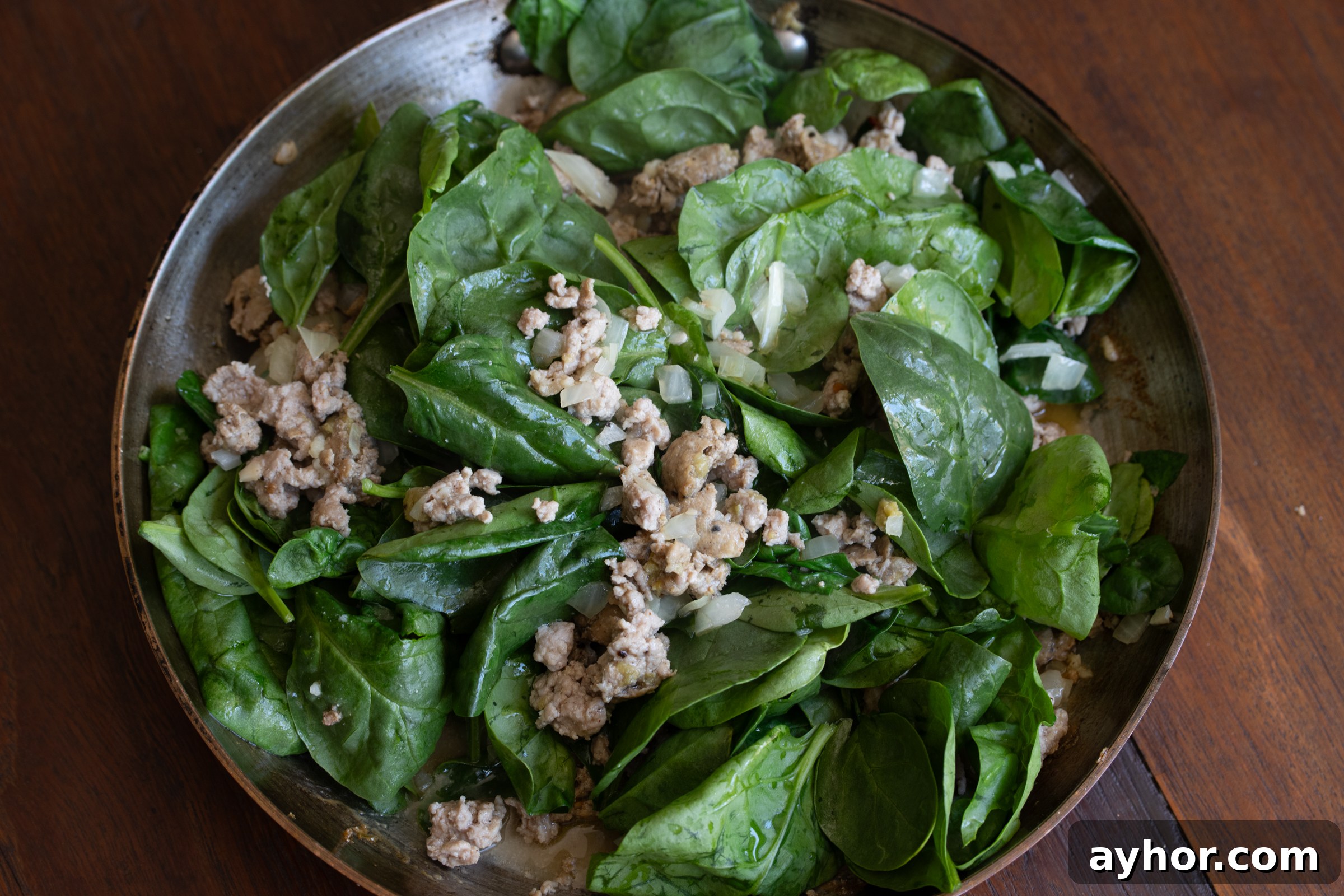 spinach garlic and onion added