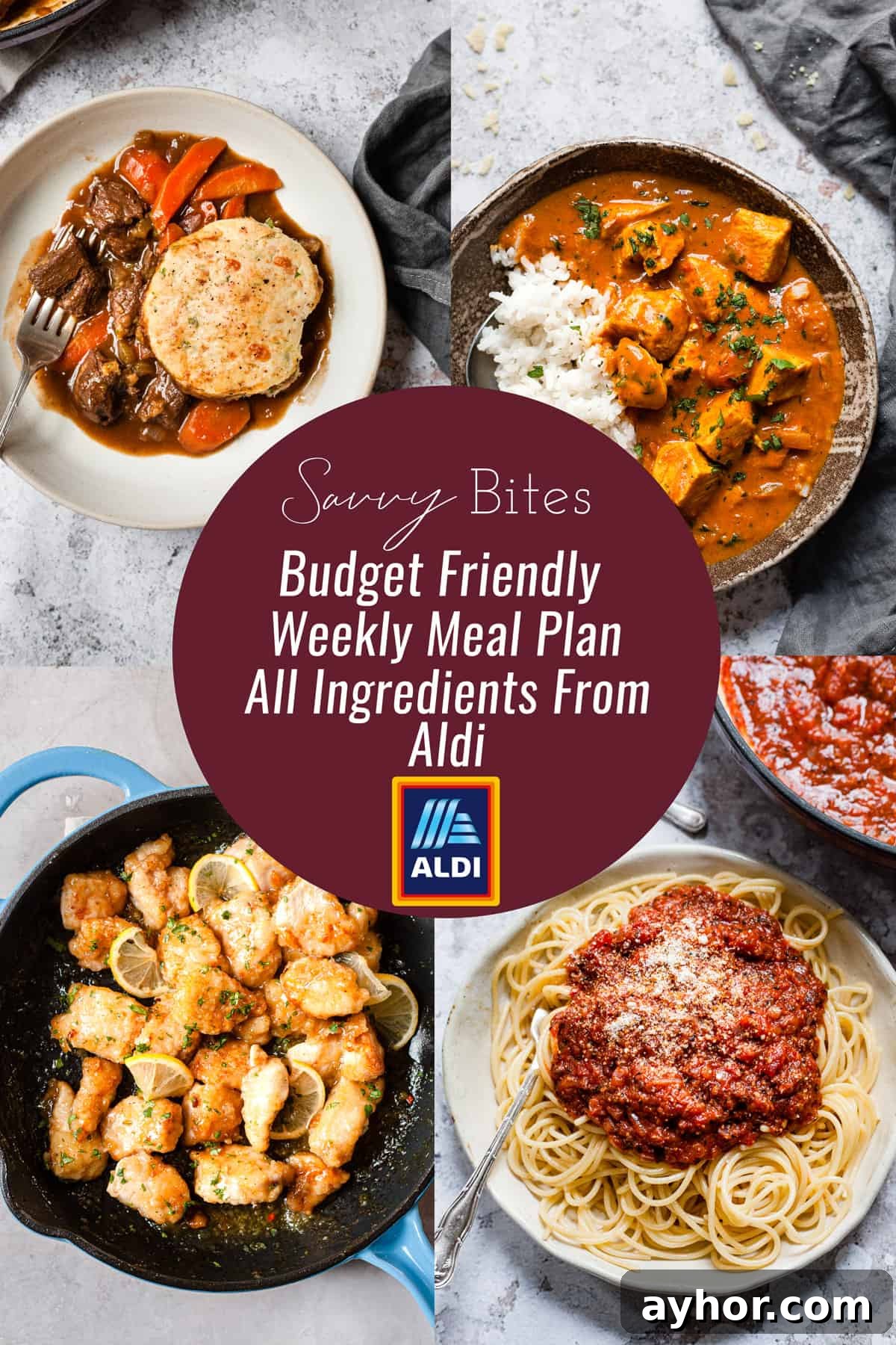 Meal plan collage for Aldi