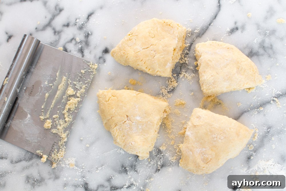 dividing rugelach dough into 4 equal parts